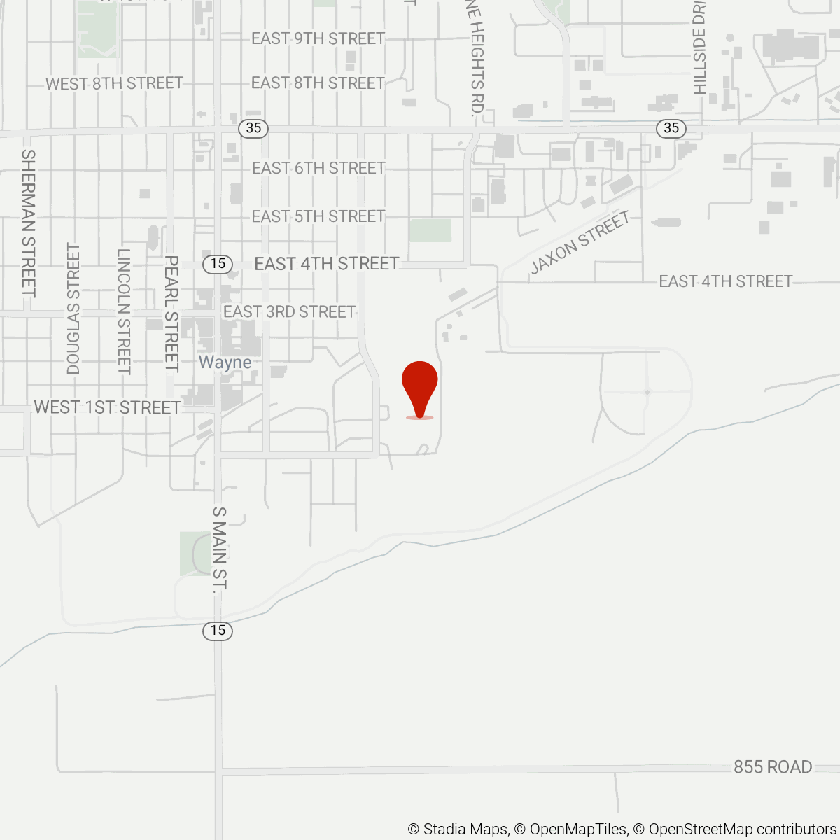 Map of Wayne, NE